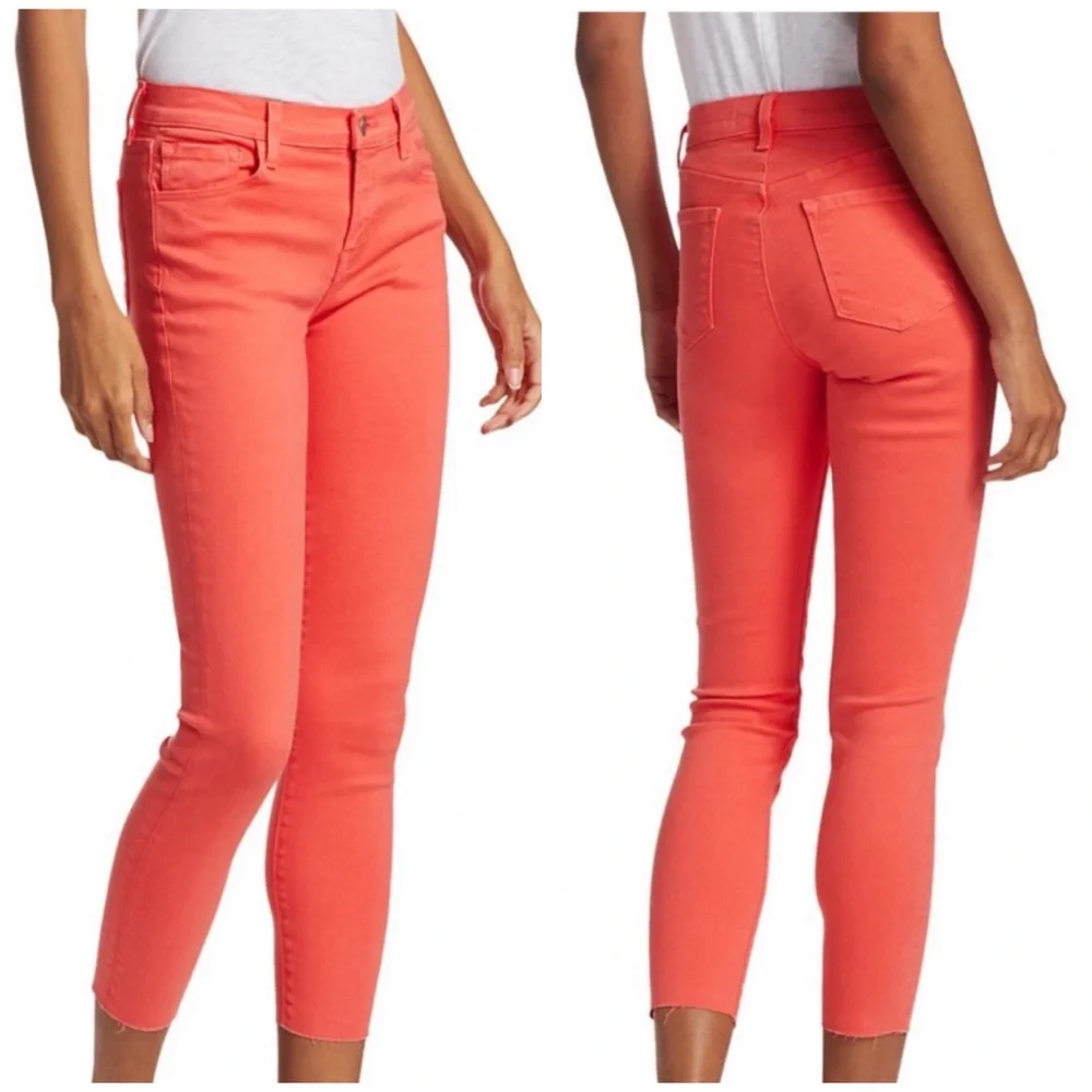 J Brand Mid Rise Crop Skinny Raw Hem Kalani  Size 31 Modern Preppy Clean Girl‎